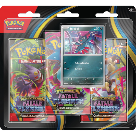 Pokémon TCG: Fatale Flammen (ME02) - 3er-Blister Blister Snibel (DE)